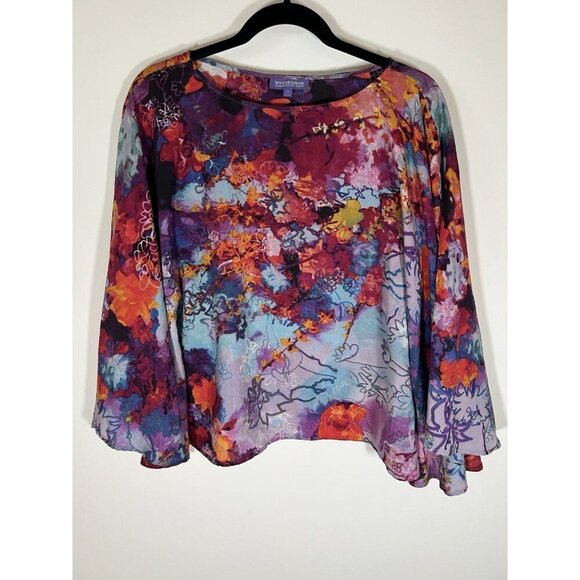 Vivienne Tam multicolor hippie floral artsy cape kimono top sz 4 designer - Picture 1 of 10
